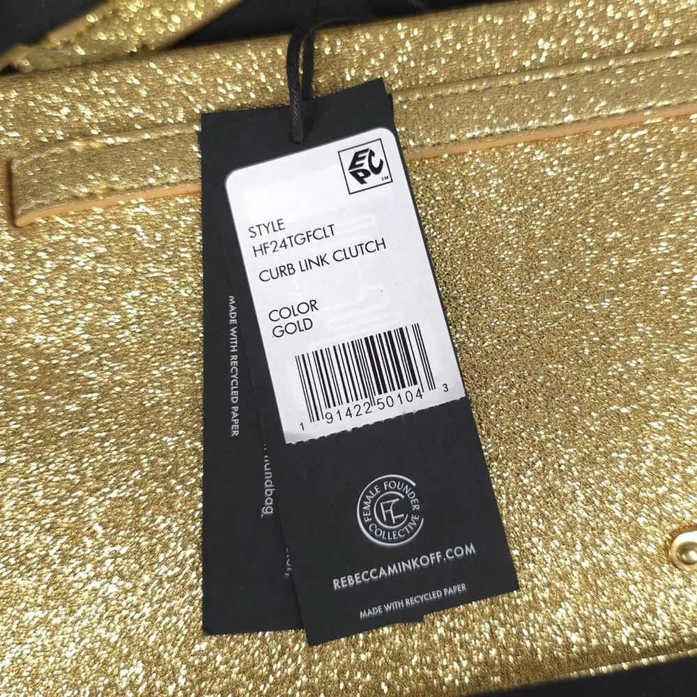 REBECCA MINKOFF Womens New Wristlet Bag Curb Link Clutch Gold HF24TGFCLT